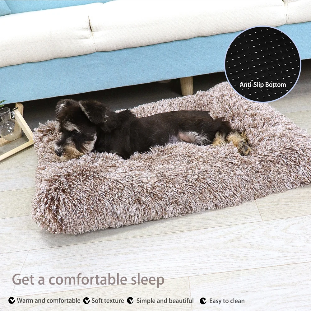 Dog Bed Pet Mat Pet Bed Washable Plush Crate For Dog Anti-Slip Mat For Cat Fluffy Comfy Sleeping pet bed pet bed mat dog kennel mat