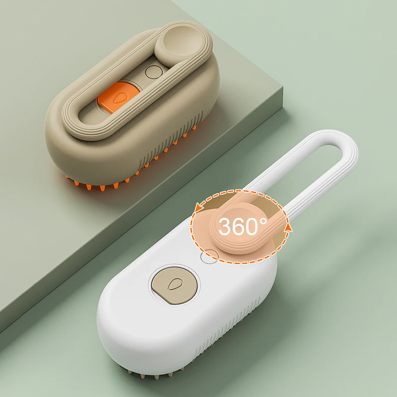 Steamy Brush Electric Spray Cat Hair Brush 3in1 Pet Hair Removal Tool 360° Rotating Handle Silicone Multifunctional Massage Comb 4