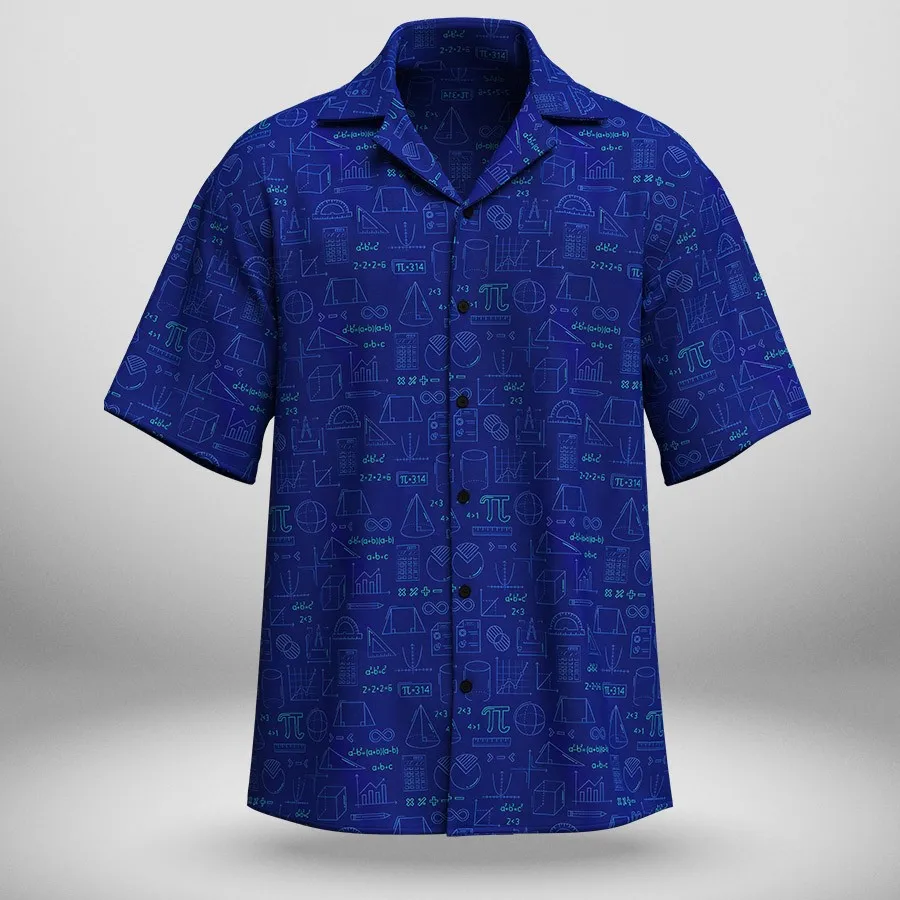 

Men's casual short sleeve shirts tops Math Geometry Cube Formula Pi Elements Hawaiian Shirt