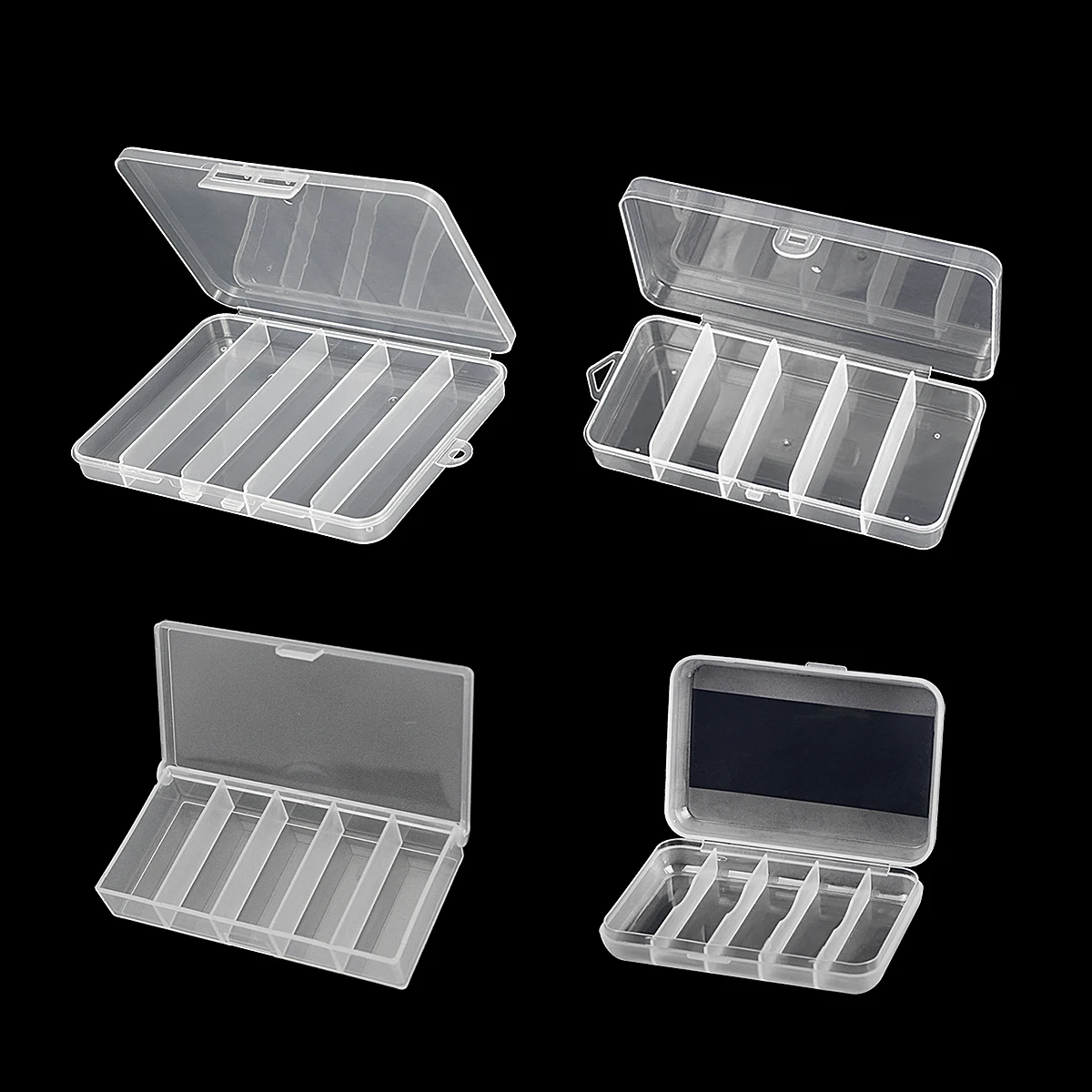 5-Gitter-Aufbewahrungsbox aus durchsichtigem Kunststoff für Angelgeräte, Schmuckherstellung, Organizer-Box, Behälter, Koffer, Utility-Box