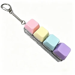 Compact LED Keychain with Clickable Buttons - Stress Relief Desk Accessory & Office Decor Gift (B - 4Keys Colorful - 1PC)