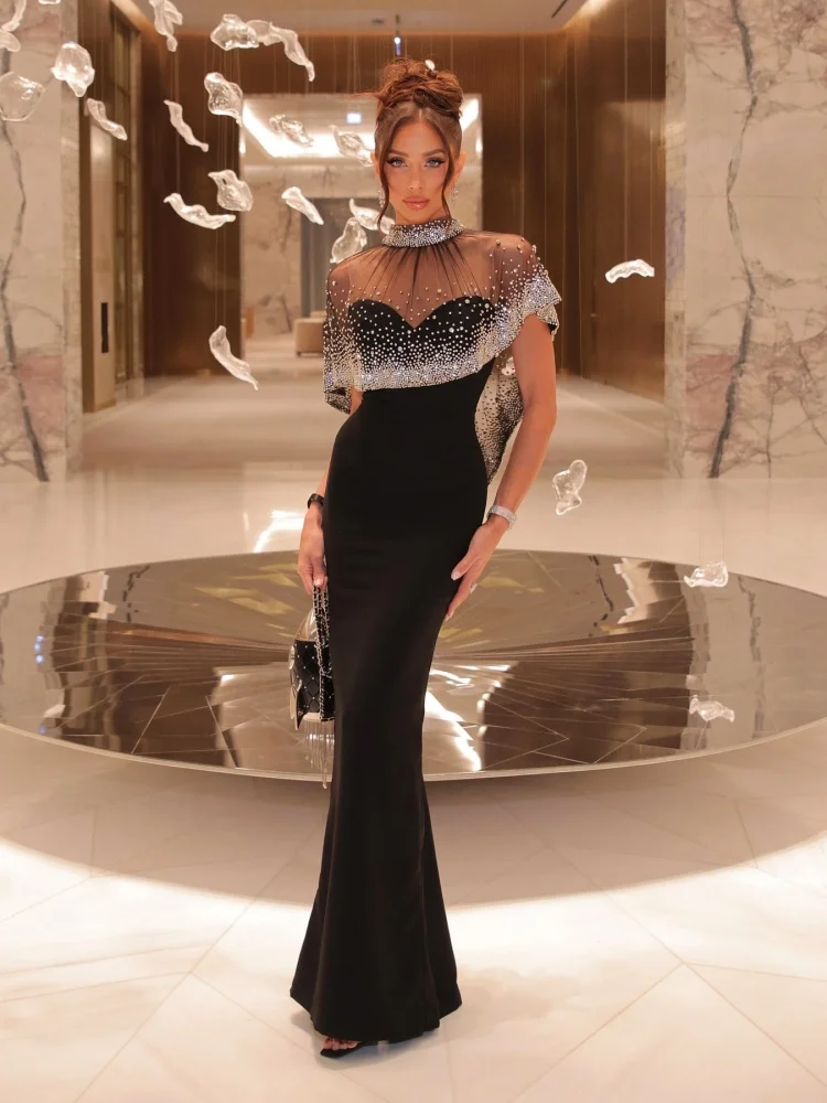 green emerald velvet dress Amazing Long Mermaid High Neck Sequined Evening Prom Dresses with Long Sleeves main image 0
