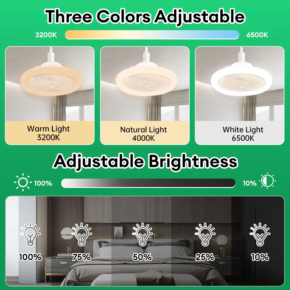 3In1 40w Ceiling Fan With Lighting Lamp E27 Converter Base With Remote Control For Bedroom Living Home Silent Ac85-265v