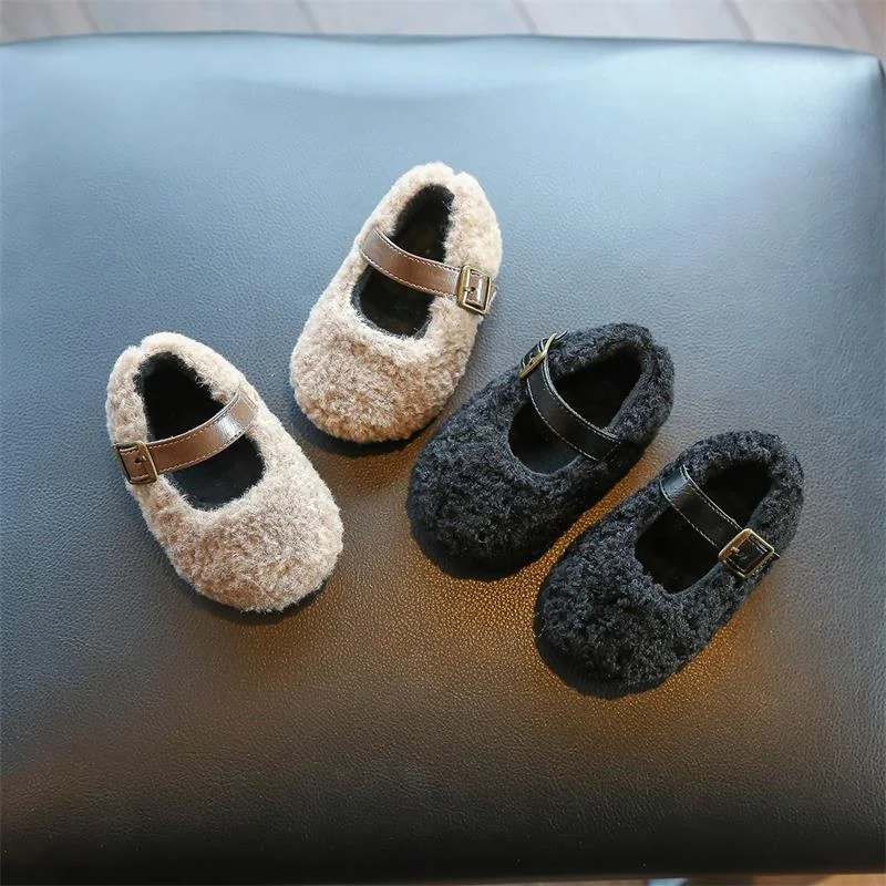 Baby Autumn and Winter Fashion Fur Boots Toddler Girls Princess Plush for Warmth Dance Wedding Children Kids Newborn Shoes