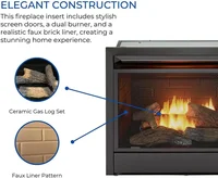 Ventless 26,000 BTU Heats 1,350 Square Feet Dual Fuel No-Clearance Gas Fireplace Insert with Remote Control, Black 2