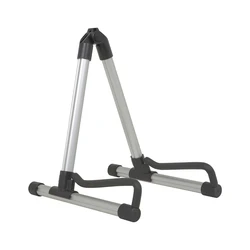 Portable Aluminum Alloy Guitar Stand - Premium Foldable A-Frame Musical Rack (Silver)