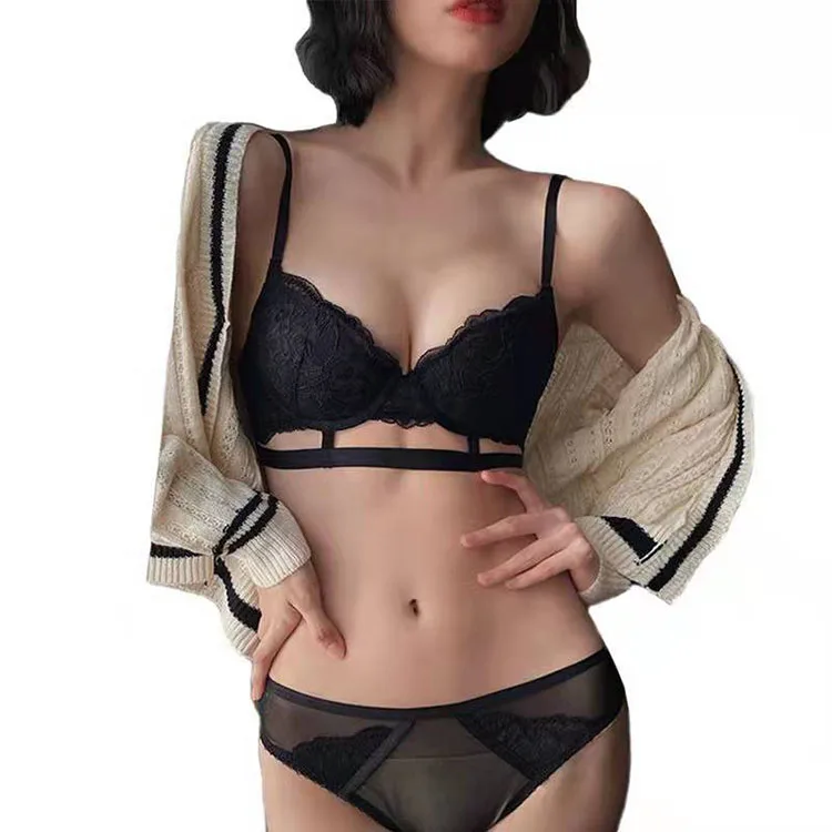 2022 New Women's Underwear Set Sexy Lace Embroidery Large Size Thickened Steel Support Push-Up Bra Panty Set bralette sets