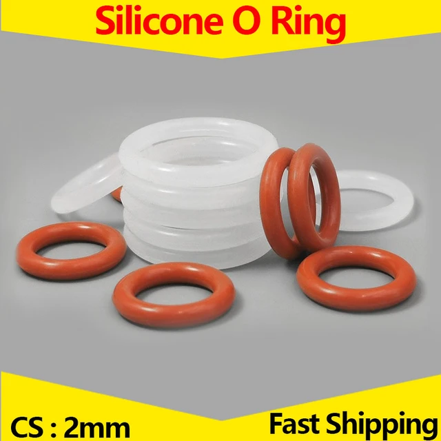 Cs 2mm, hitze beständiger Silikon-O-Ring in Lebensmittel qualität, vmq weiß/roter  Gummidichtungs-O-Ring, Dicke 2 od 5-150mm - AliExpress