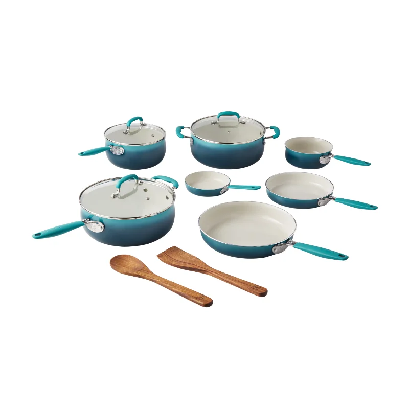 The Pioneer Woman Classic Ceramic Breezy Blossom Cookware Set, 12