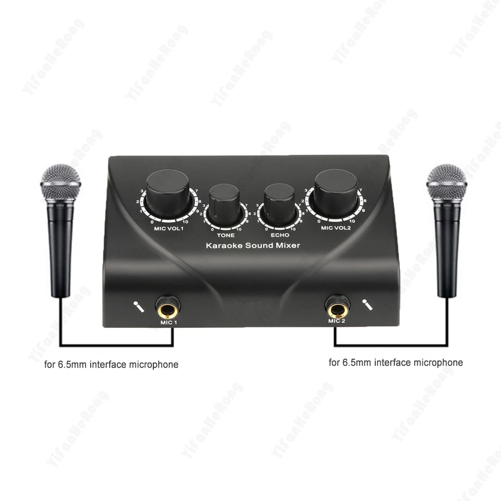Nuovo Mixer Audio Echo Mixer Audio Altoparlante Audio Mini Microfono Amplificatore Doppio Microfono Ingressi Per Home Company Pc Tv Party Studio