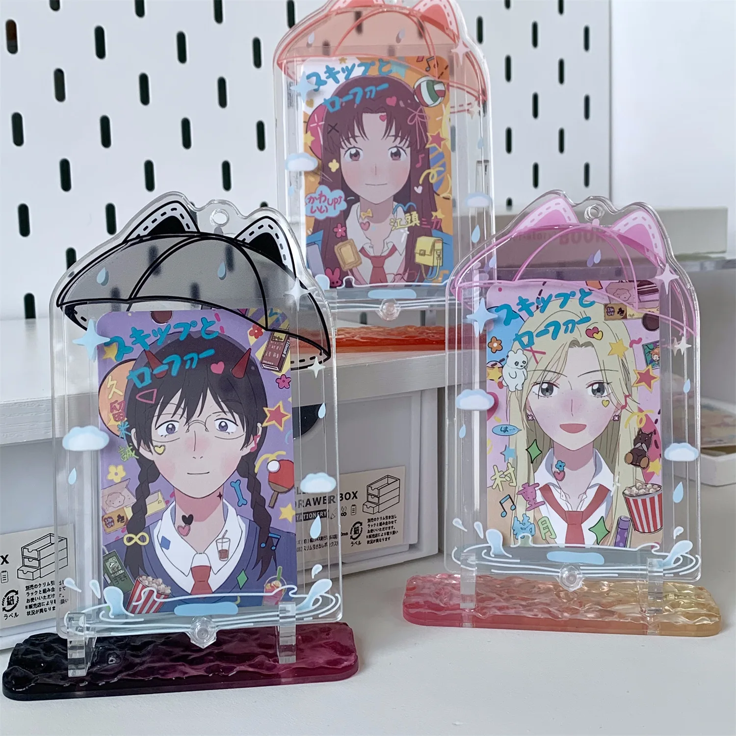 INS 우산 아크릴 포토카드 거치대 한국 인스 아이돌 사진 프레임, 귀여운 스위트 카드 디스플레이, 데스크탑 장식 카드 슬리브, 3 인치