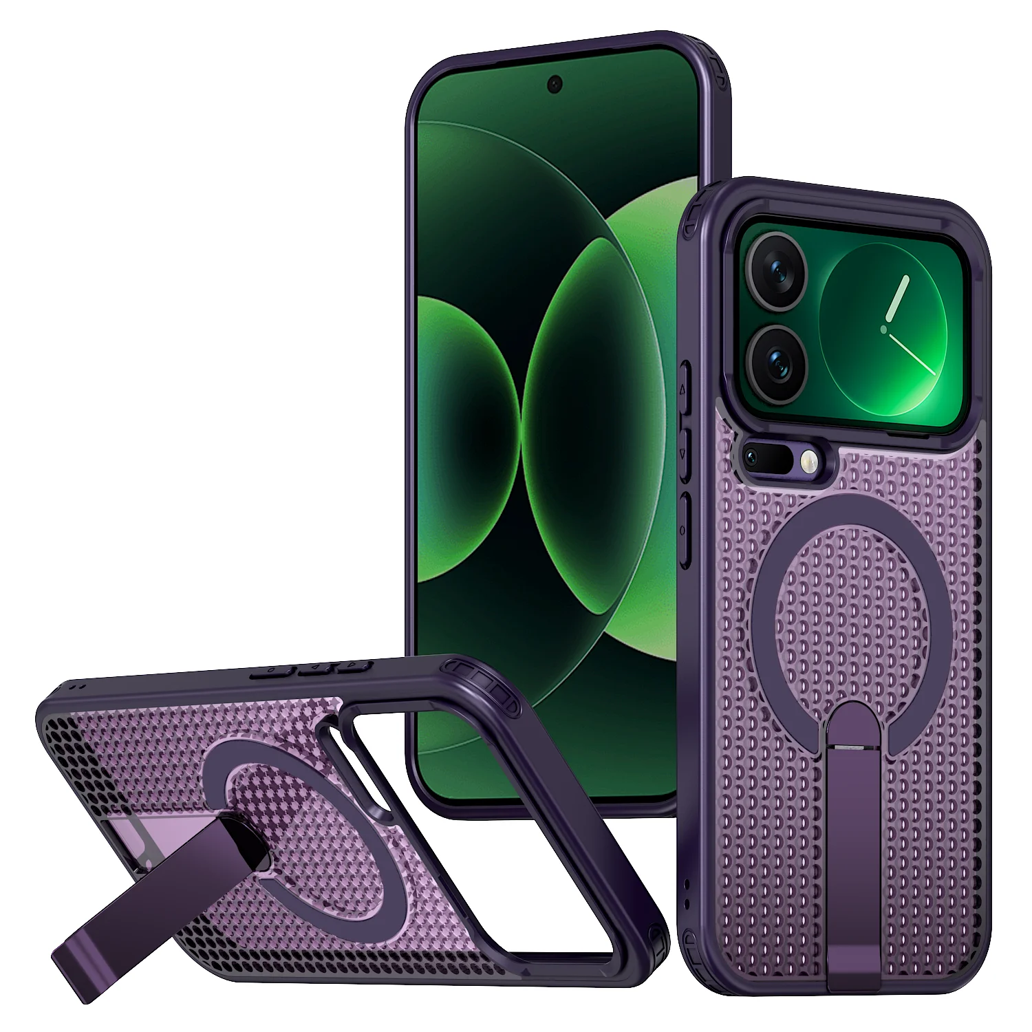 Magnetic Shockproof Transparent Cooling Case with Heat Dissipation and Hidden Holder