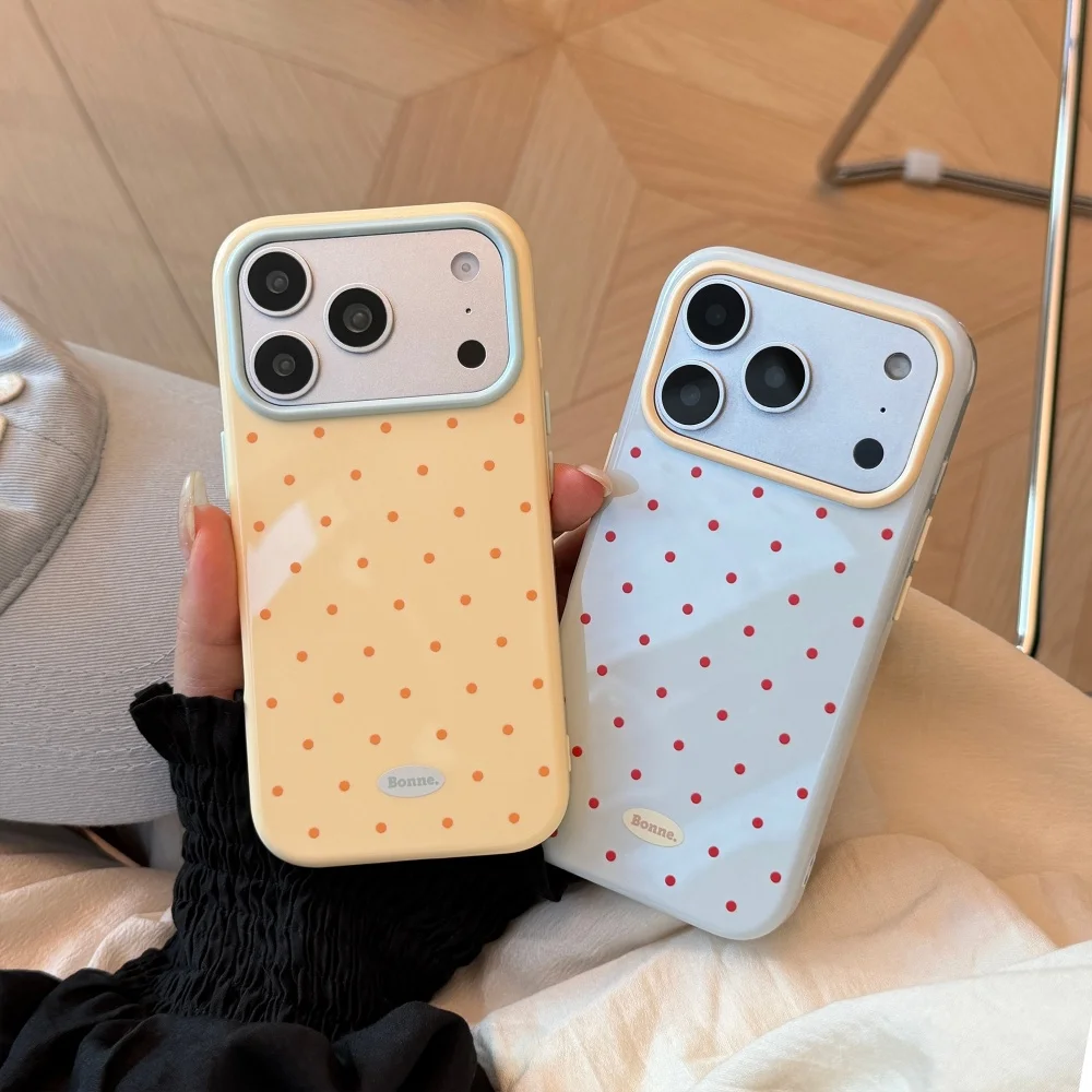 Candy Color Polka Dots Shockproof Bumper Phone Case - Soft & Cute Macaron Cover