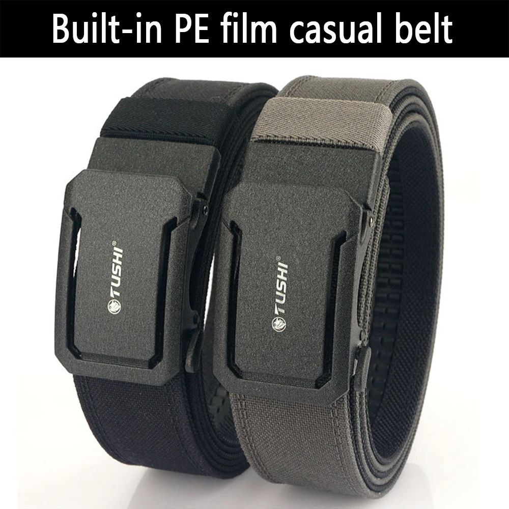 TUSHI Marke 4,3 cm breiter, verdickter, doppellagiger Nylonstoffgürtel mit automatischer Schnalle, vielseitig einsetzbarer Outdoor-Taktikgürtel für Herren – Detail 5