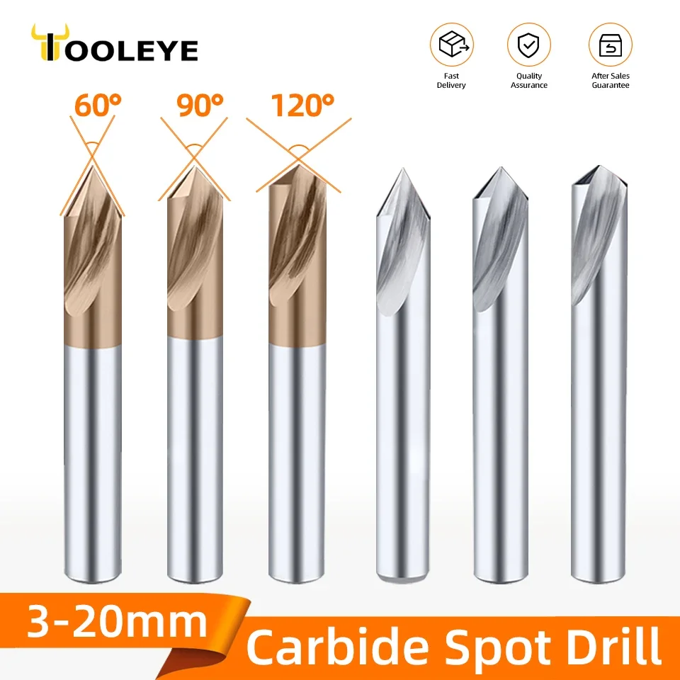 Tooleye 카바이드 스폿 드릴 비트, CNC 모따기 드릴링 가이드 도구, 텅스..