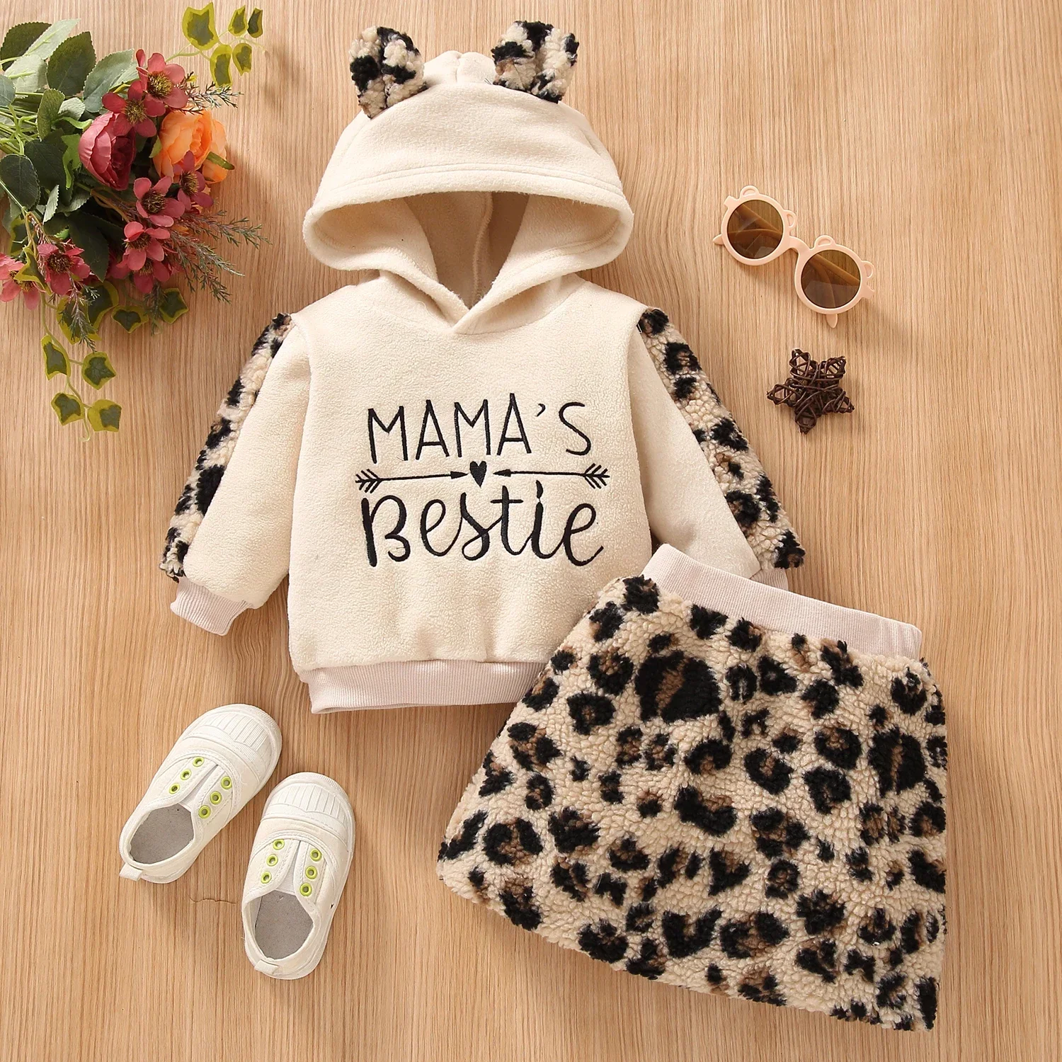 Baby Girl Fleece Hoodie & Skirt Set 1
