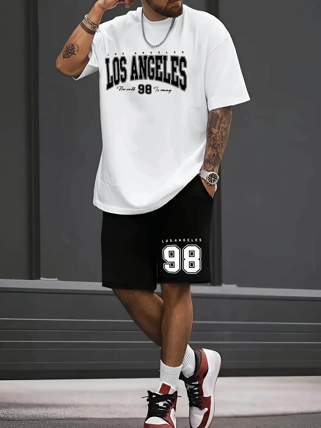 Men's Chicago-Themed Printed T-Shirt and Shorts Set 3