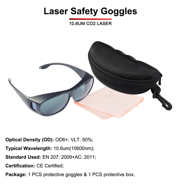 Occhiali Protezione Laser CO2 10600nm - Certificati CE OD6+ - Per Taglio E Incisione Laser - Foto 5