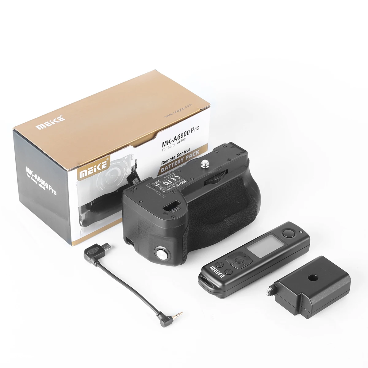 Meike MK-A6600 PRO Vertical Shooting Battery Grip for Sony A6600 Camera Built-in 2.4G LCD Timer Remote Control