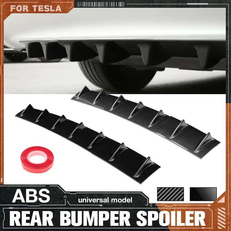 Car bumper spoiler 3pcs Universal Rear Bumper Spoiler Diffuser 7 Wing Shark Fin Style Lower Body Lip Gloss Black