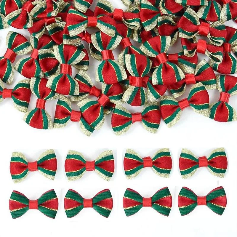 Weihnachtsbandschleifen mit gedrehter Krawatte, handgefertigte DIY-Dekoration für Geschenkverpackung, Ornament, Mädchen, Haarschmuck, Hundegeschenk