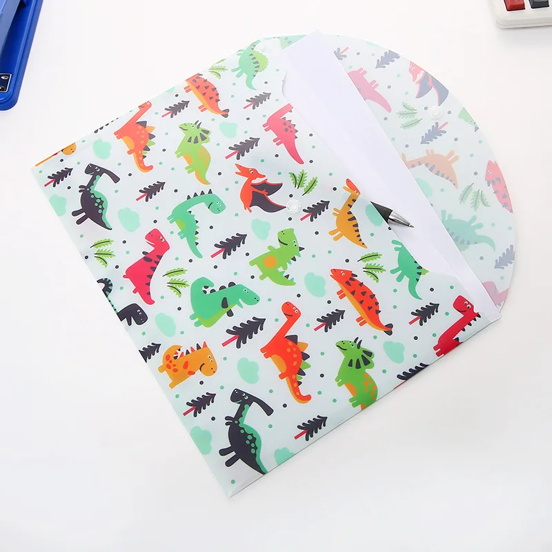 Office folder 1pc A4 Cute Cartoon Animal Button File Folder PP Waterproof Student Exam Paper Document Organizer School Office Accessories