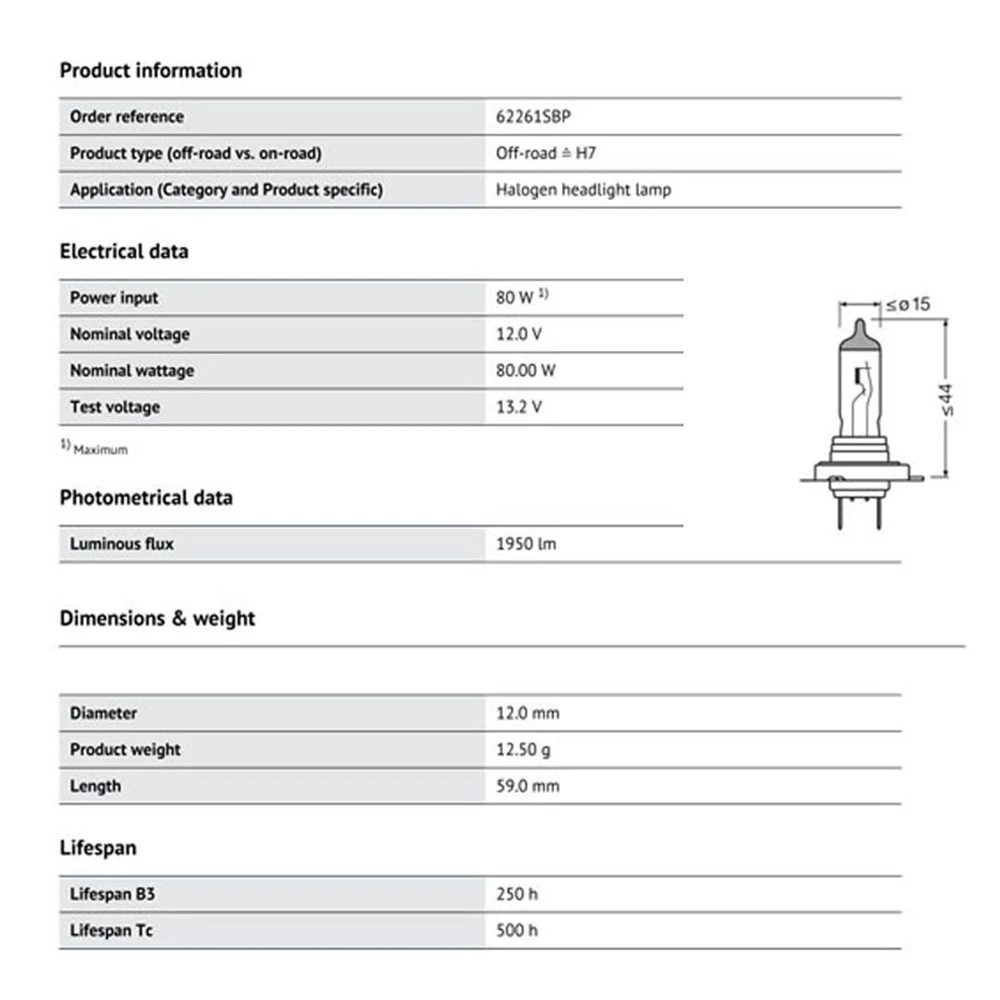 OSRAM H7 62261SBP SUPER BRIGHT PREMIUM 12V 80W 3200K Off Road Car Halogen Headlight Lamp Original Auto Bulb OEM Made in Germany 5