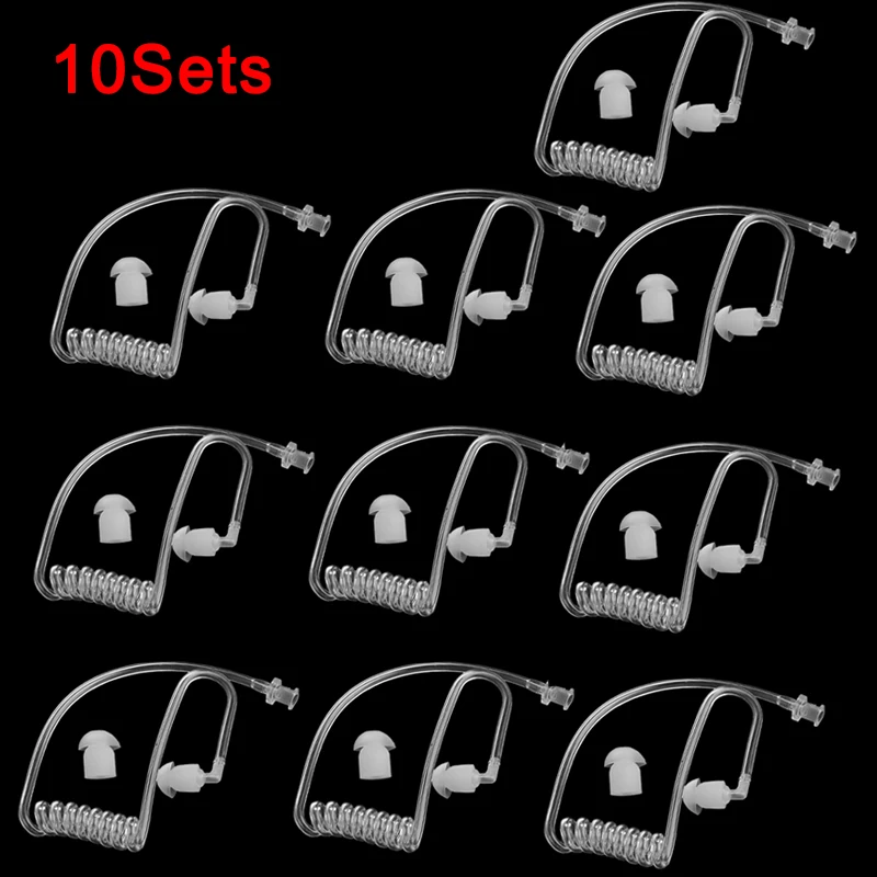 10Sets/5/2/1Set Transparent Coil Acoustic Air Tube Earplug Replacement For Radio Earpiece Headse