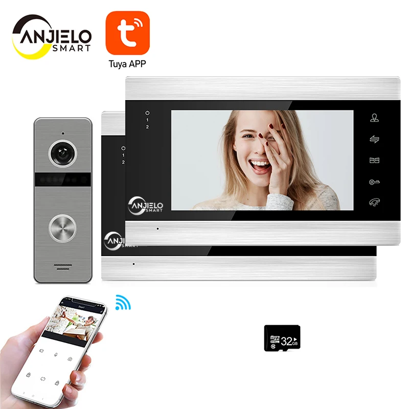 audio intercom Tuya Smart App 7 Inch 960P Video Door Phone WiFi Wire Intercom System for Multi-Apartments Security Mobile Phone Remote Control smart intercom system Door Intercom Systems