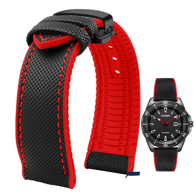 Premium Nylon-Silicone Waterproof Watch Strap for Men - 19mm, 20mm, 22mm Rubber Wrist Band Accessories
