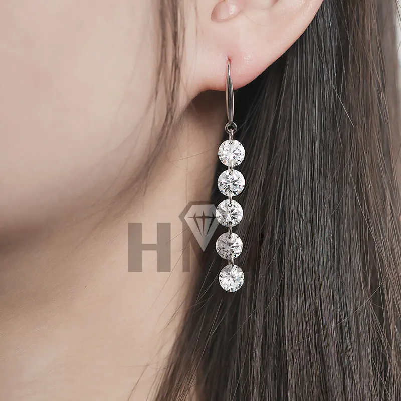 HMJ 10 Carat D Color Moissanite Stud Earrings For Women Top Quality 100% 925 Sterling Silver Sparkling Wedding Jewelry