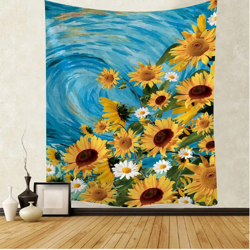 

Sunflower tapestry wall hanging room art decoration Bohemian bedroom living room studio decoration wall decoration blanket