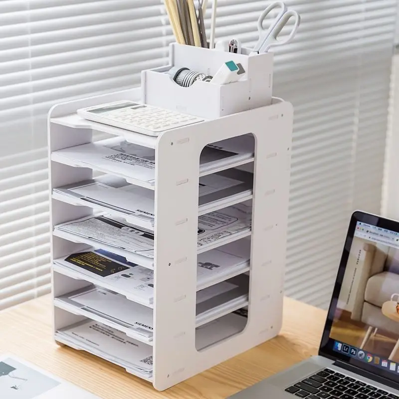 Multi-layer file rack data rack desktop creative office classification supplies storage A4 paper horizontal layered