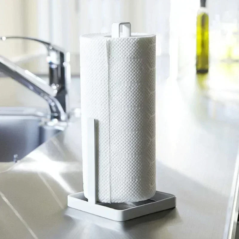 Kitchen Metal Roll Paper Holder Portable Tools Roll Paper Towel Holder Bathroom Tissue Stand Silver Napkins Rack Home Storage
