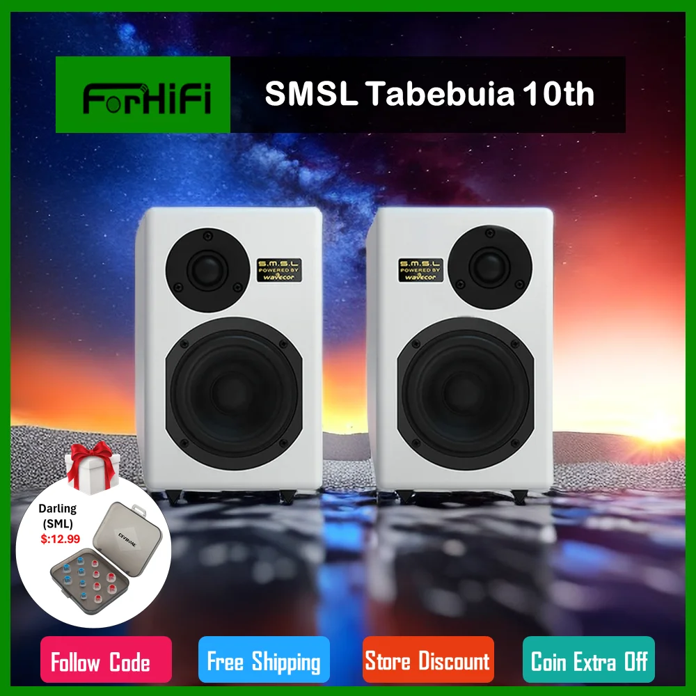 

SMSL Tabebuia 10th Anniversary Sound HIFI Speaker Wind Suzuki Speaker Specially Designed Wavecor Bass Unit Speaker