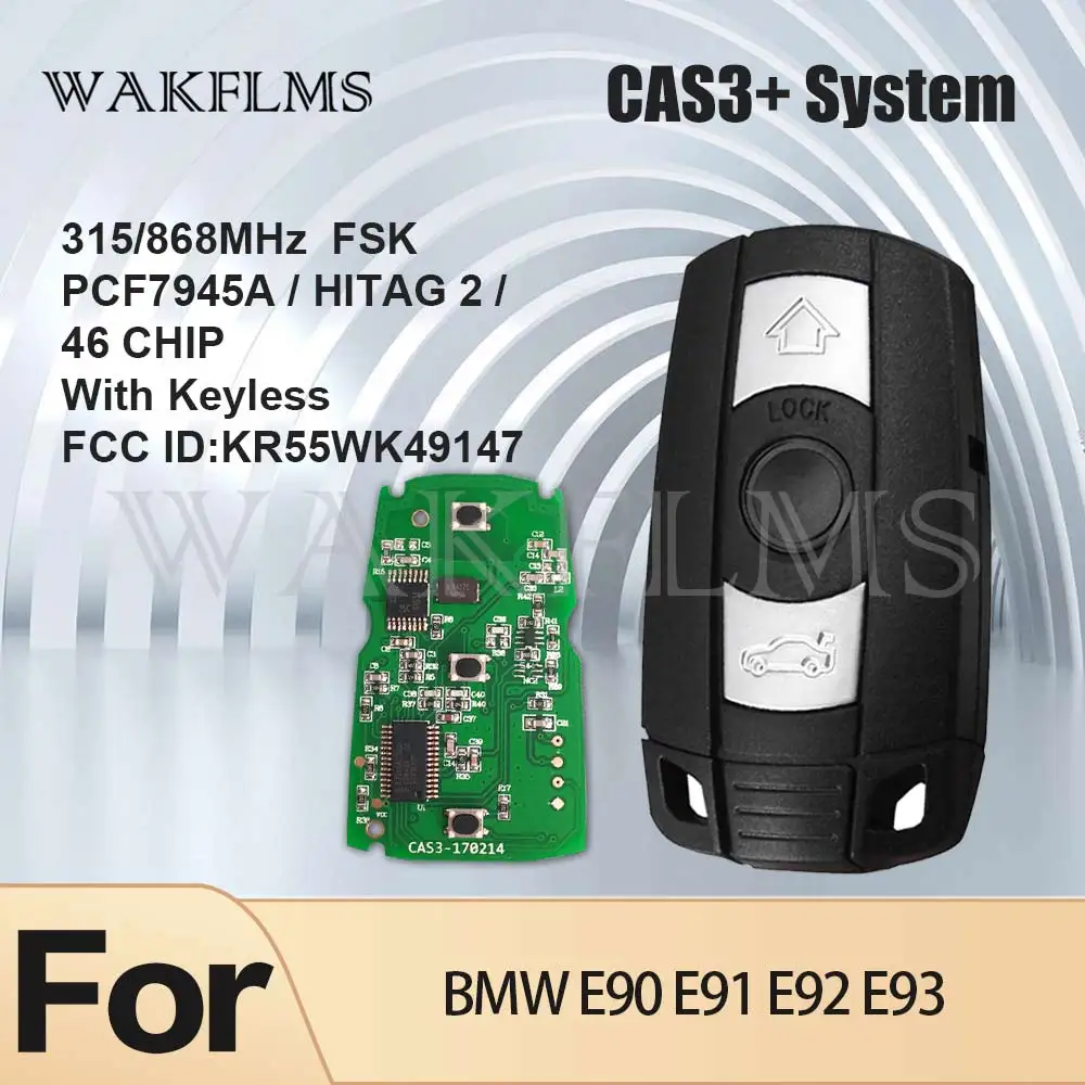 3 Buttons Remote Key 433MHz 315MHz 315LP MHz 868MHZ For BMW 1 3 5 6 Series X1 X6 Z4 E60 E70 E71 E91 E92 2004-2015 CAS3 CAS3+ car remote key