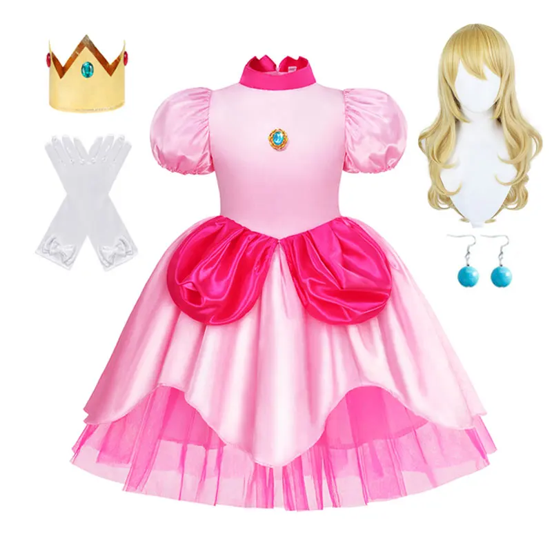 thumbnail image 1 of Vestido de princesa melocotón para niña, disfraz de Halloween, ropa de actuación de escenario para niños, trajes de fiesta de Carnaval de cumpleaños, 1 of 5