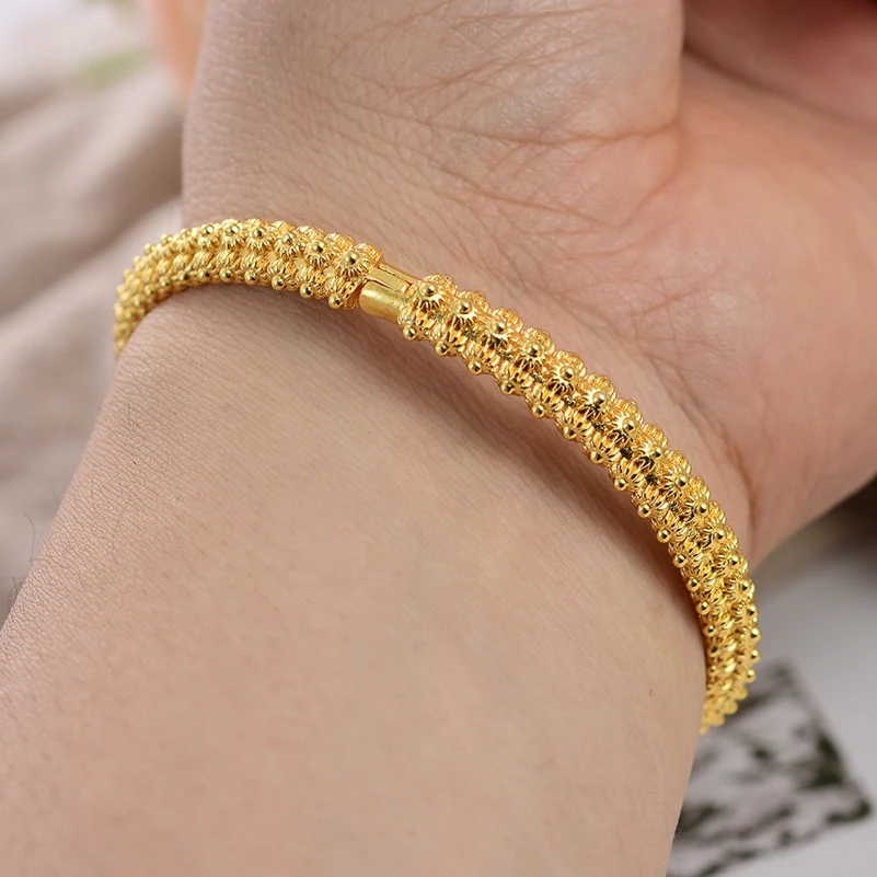 Wedding Gold Color Bangles For Women Men Girls Elegant Arab