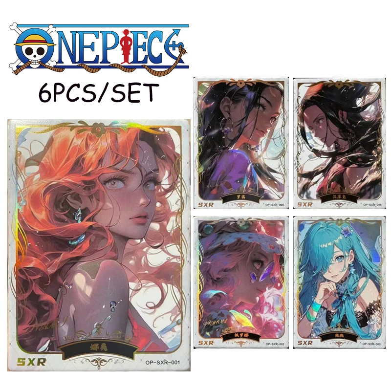 

One Piece card SXR 6pcs/set Robin Shirahoshi Nami Perona Hancock Vivi Boys anime collectible cards Christmas birthday presents