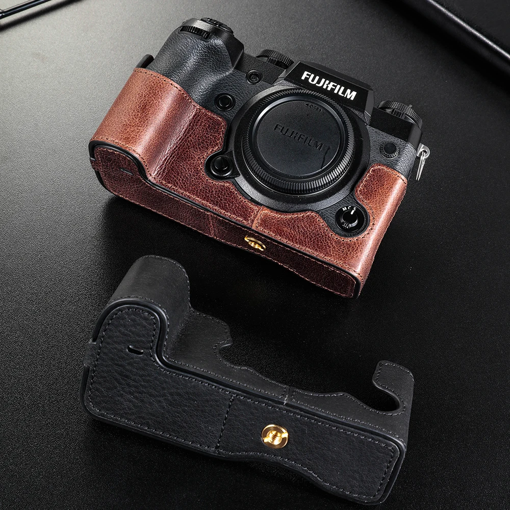 Borsa Per Fotocamera In Pelle Fuji Xh1 Fatta A Mano Mezza Copertura In Vera Pelle Per Fujifilm Xh1 X-H1