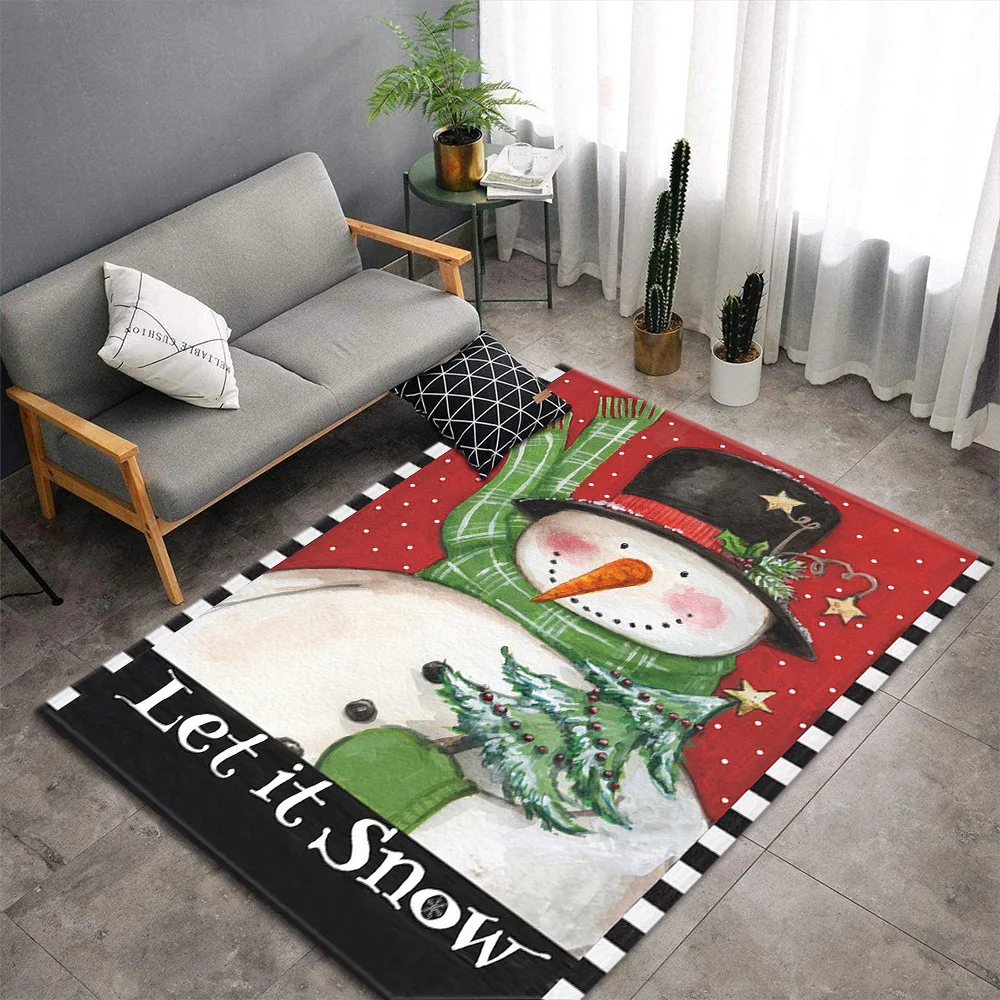 Merry Christmas Party Carpets for Living Room Bedroom Area Rug Kids Room Decor Carpet Home Hallway Rugs Child Bedside Floor Mats
