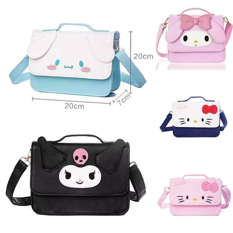 

Детская сумка-мессенджер через плечо с мультяшным рисунком Hello Kitty Sanrio Kuromi My Melody симпатичная водонепроницаемая сумка из искусственной кожи с магнитной пряжкой в стиле аниме