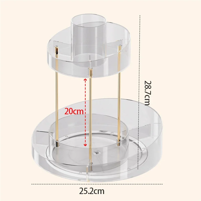 A82X-Rotating Makeup Organizer For Vanity Storage 2 Tier Bathroom Counter Cosmetic Skincare Perfume Countertop Holder 6
