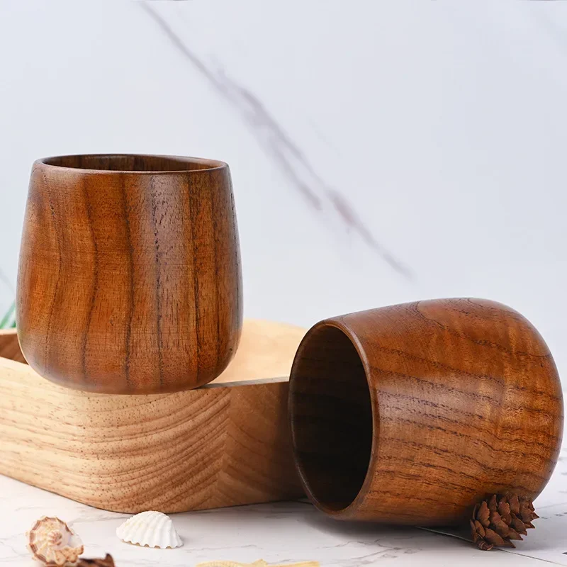 1Pcs 7.5X6.5cm 160ML Retro Handmade Natural Wooden Cup Jujube Wood Reusable Tea Cup Household Kitchen Supplies tea cup