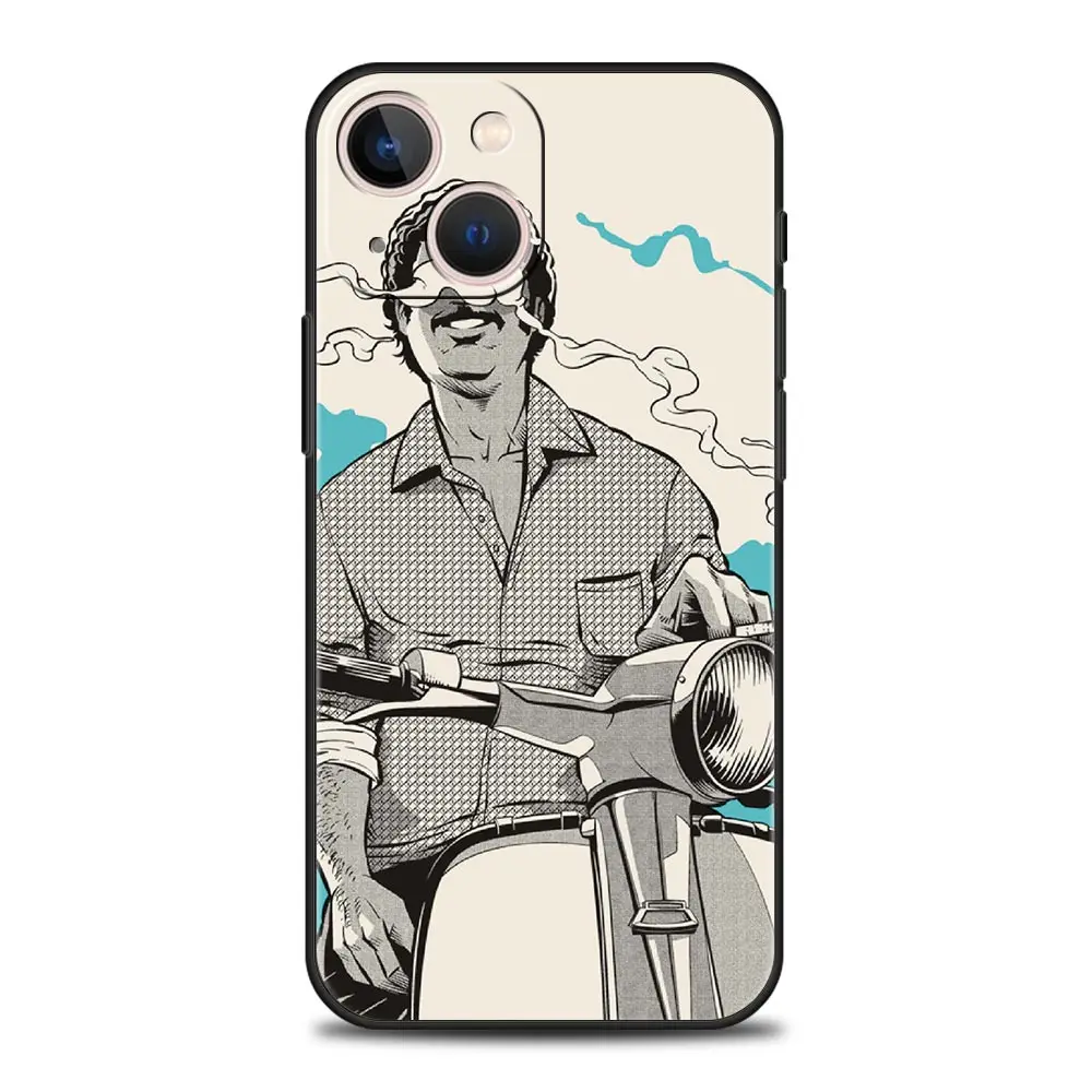 Luxurious Black Silicone Phone Case Inspired by Narcos TV Series Featuring Pablo Escobar Design