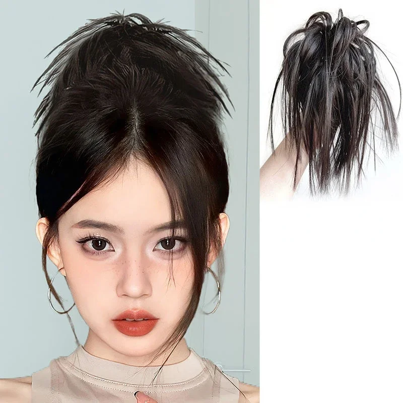Synthetic Messy Straight Claw Bun Hair Extensions Ponytail with Tail Wrap Updo Hair Ladies Wig