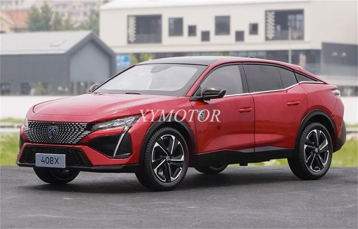 

Модель автомобиля под давлением 1/18 1:18 для Peugeot 408X 2023, красная/Синяя игрушка, подарки, хобби, демонстрационные украшения, коллекция