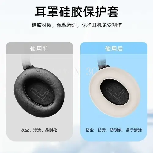 Suitable for SoundPEATS Space headsets Washable Ear Pads Cover Silicone Anti-Scratch Protective Cover Anti-fingerprint Dustproof - Image 4