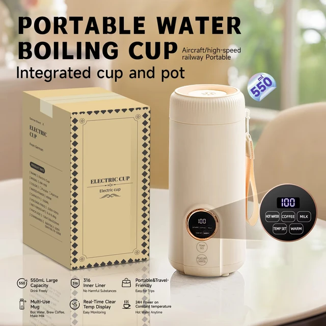 Portable Heating Cup 550ml Electric Kettle Multifunctional Boiled Water Pot Smart Teapot Adjustable Temperature Kettles EU plug 2