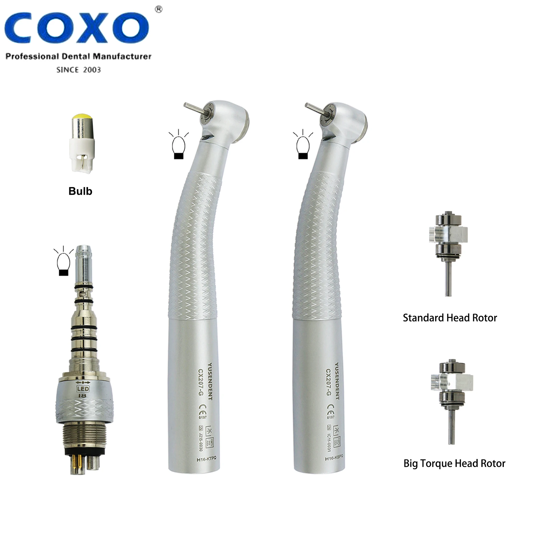 

COXO YUSENDENT Dental Fiber Optic High Speed Handpiece Air Turbine Fit KaVo MULTIFLEX LUX LED Quick Coupler Coupling 6 Holes